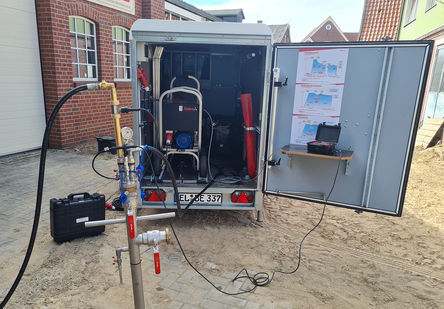 Pressure test setup with test head HANS and smart memo