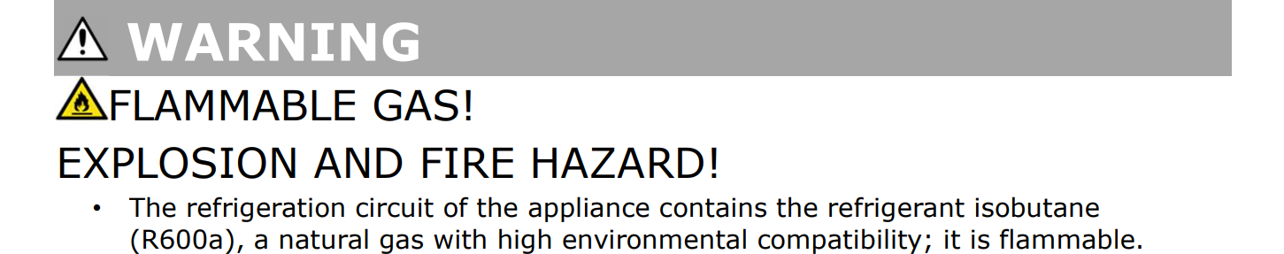 Warning! Flammable gas! Explosion and fire hazard!